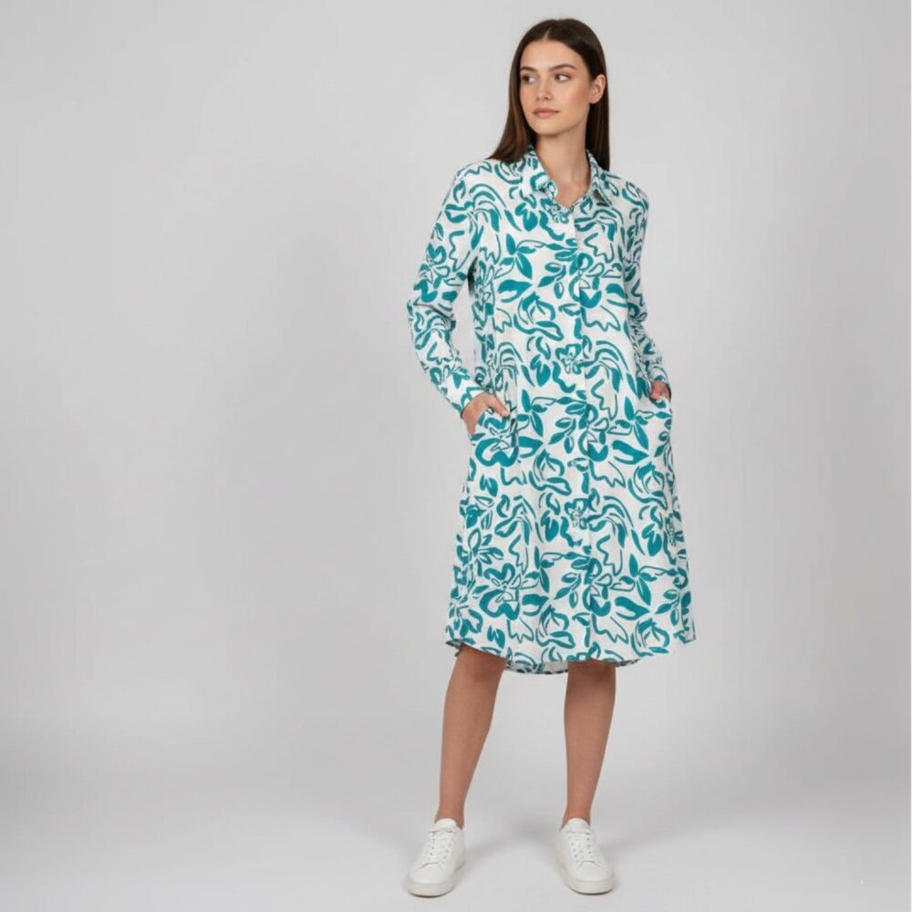 Threadbare Womens Large Turquoise Midi Shirt Dress